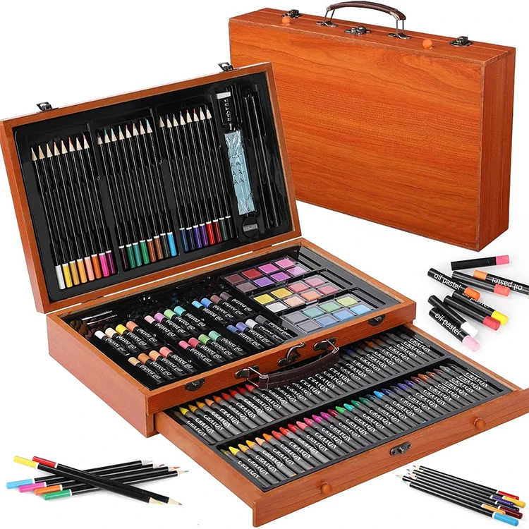 Juego de arte de caja de madera para pintar